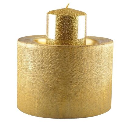 Portavelas de metal dorado 16.5 x 16.5 x 11.5cm