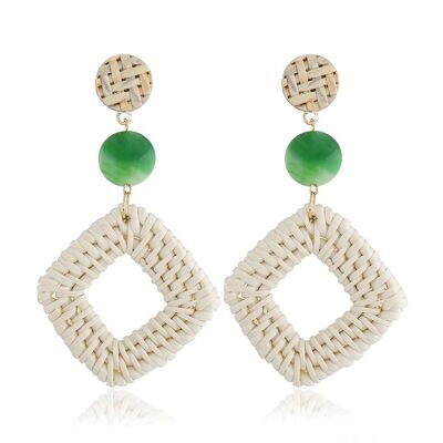 Exaggerated  Handmade Natural Wooden Straw Earrings