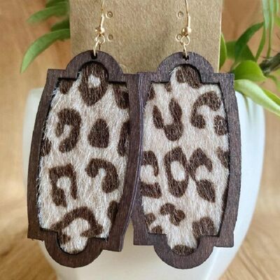 Fashion Leopard Print Wooden Women's Earrings Accessories
