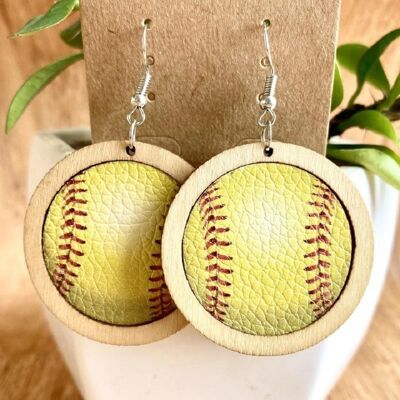 Fashion Personality Ball Leather Wooden Women Earrings