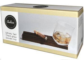 Verre a whisky penche sur plateau en bois 150 ml 2