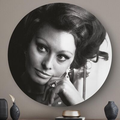 HIP ORGNL® Retrato icónico actriz italiana Sophia Loren Redondo - Ø 120 cm