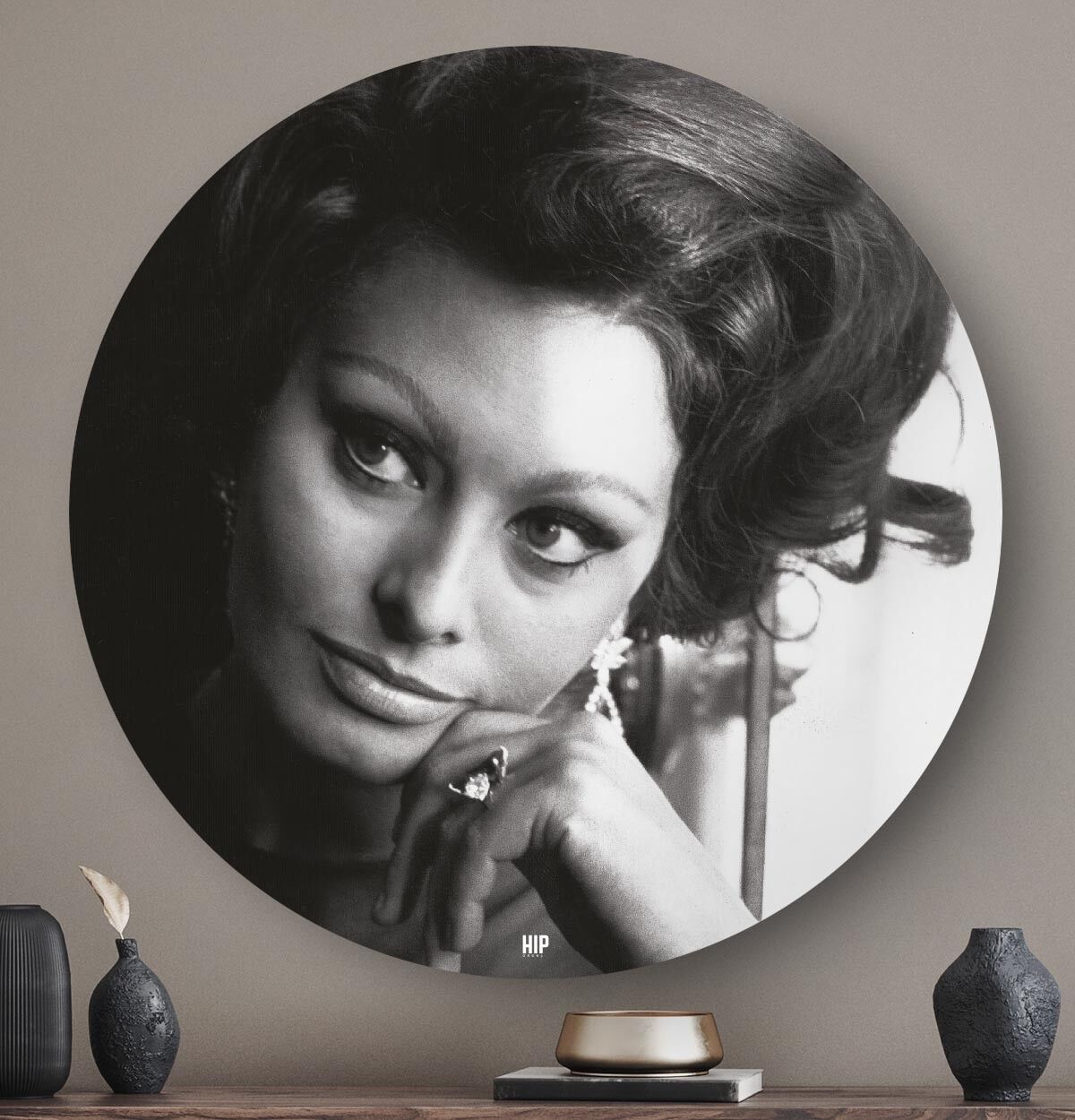 HIP ORGNL® Ritratto iconico Attrice italiana Sophia Loren Rotonda - Ø 40 cm