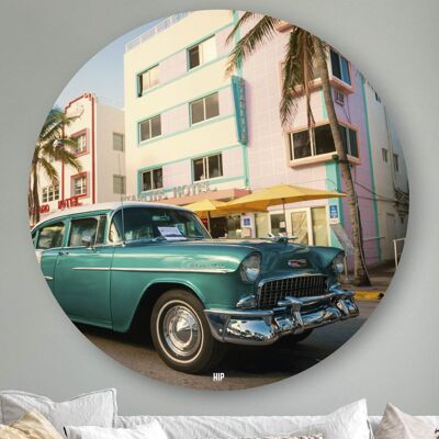 HIP ORGNL® Luxusauto am Ocean Drive in Miami Round - Ø 140 cm