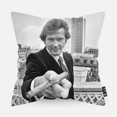 HIP ORGNL® Ritratto iconico Roger Moore con cuscino per sigari - 45 x 45 cm
