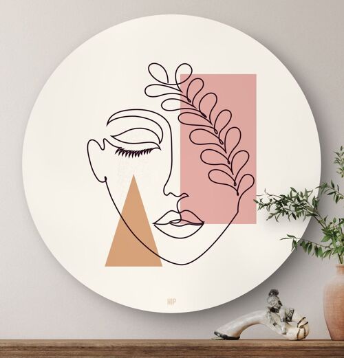 HIP ORGNL® Line Face Leaves Round - Ø 100 cm