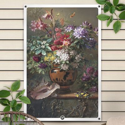 HIP ORGNL® Naturaleza muerta con flores en un jarrón griego Jardín - 80 x 120 cm