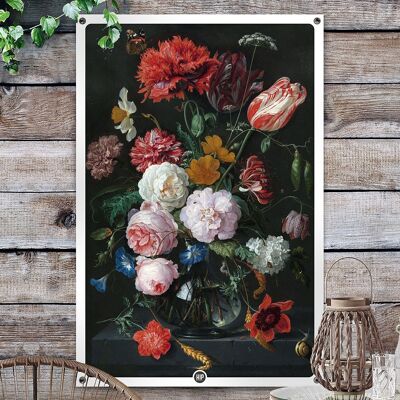 HIP ORGNL® Bodegón con flores en jarrón de cristal Jardín - 80 x 120 cm