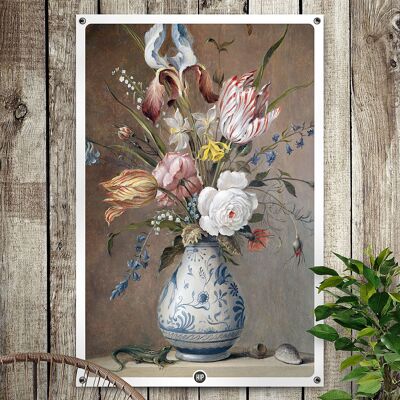 HIP ORGNL® Bodegón de Flores con Jarrón de Porcelana Jardín - 80 x 120 cm