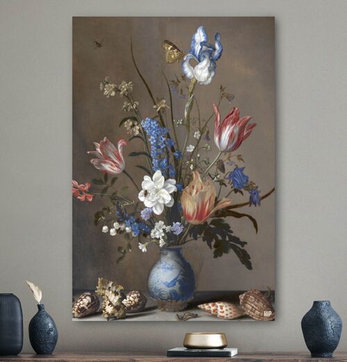 HIP ORGNL®  Bloemen in een Wan-Li vaas en schelpen - 100 x 150 cm