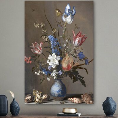 HIP ORGNL®  Bloemen in een Wan-Li vaas en schelpen - 100 x 150 cm
