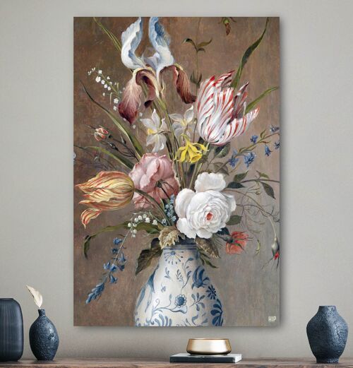 HIP ORGNL® Stilleven met bloemen in een porseleinen vaas - 100 x 150 cm