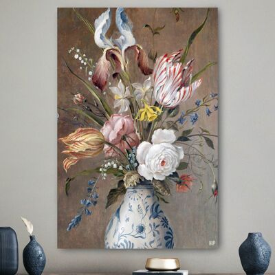 HIP ORGNL® Stilleben mit Blumen in einer Porzellanvase - 100 x 150 cm