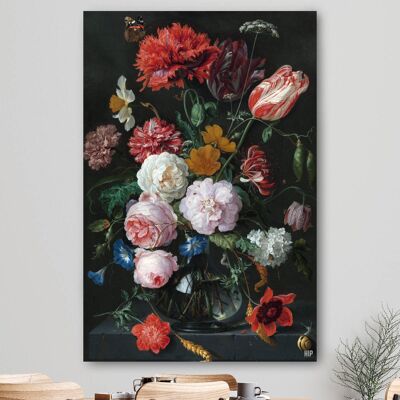 HIP ORGNL® Stillleben mit Blumen in einer Glasvase - 100 x 150 cm