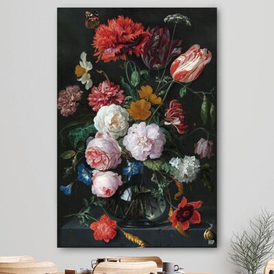 HIP ORGNL® Bodegón con flores en jarrón de cristal - 40 x 60 cm