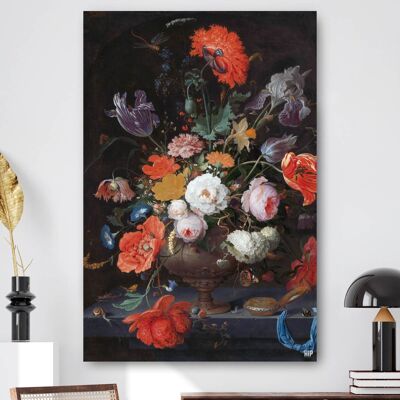 HIP ORGNL® Stilleben mit Blumen und einer Uhr - 100 x 150 cm