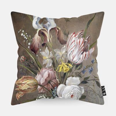 HIP ORGNL® Blumenstillleben mit Porzellanvasenkissen - 45 x 45 cm