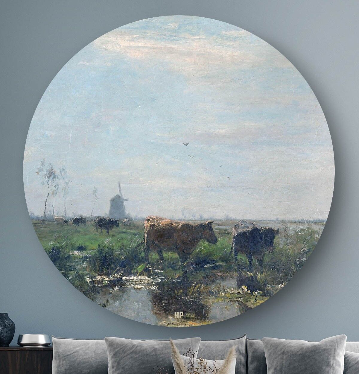 HIP ORGNL® Prato con mucche vicino all'acqua Rotondo - Ø 100 cm