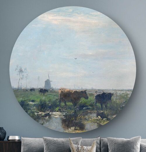 HIP ORGNL® Weide met koeien aan het water Rond - Ø 40 cm