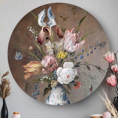 HIP ORGNL® Blumenstillleben mit Porzellanvase Rund - Ø 140 cm