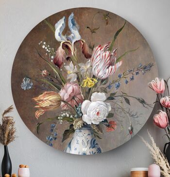 HIP ORGNL® Nature morte aux fleurs avec vase en porcelaine Rond - Ø 80 cm 1