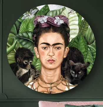 HIP ORGNL® Frida autoportrait avec collier d'épines et colibri Rond - Ø 120 cm 1