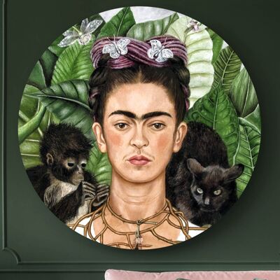 HIP ORGNL® Frida zelfportret met doornen halsband en kolibrie Rond - Ø 100 cm
