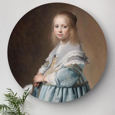 HIP ORGNL® Retrato de niña en azul Redondo - Ø 140 cm