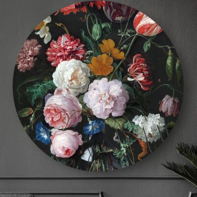 HIP ORGNL® Stilleven met bloemen in een glazen vaas Rond - Ø 80 cm