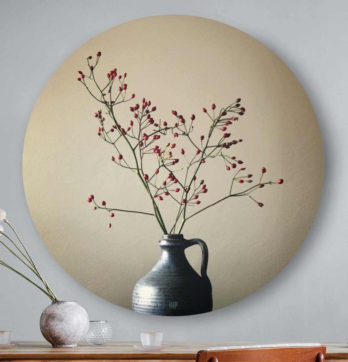 HIP ORGNL® Blaue Vase mit Beeren rund - Ø 40 cm