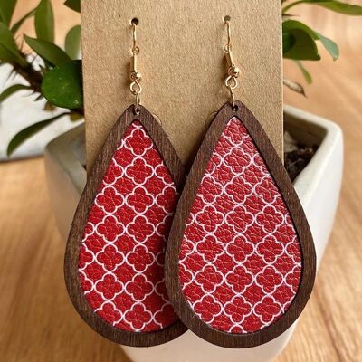 Fashion Vintage Plaid Snowflake Drop Shape Women's Wooden Earrings