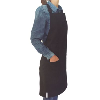 Schürze Küchenschürze mit zwei Taschen in Schwarz