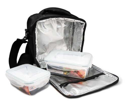 Compra Lunch Bag Plástico Fiambrera bolsa termica porta alimentos, negra +  2 tupper, Tela Resistente, Con 2 Herméticos, Con 2 Tuppers al por mayor