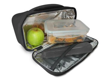 Lunch Bag Noir Rectangulaire Lunch Box sac isotherme pour aliments individuels, 1 poche, Tissu Résistant, Hermétique 2