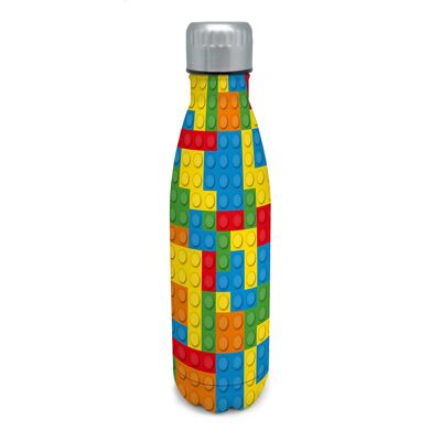 Thermos à double paroi pour chaud et froid Design Blocs multicolores en acier inoxydable 500 ml sans BPA, 18/8