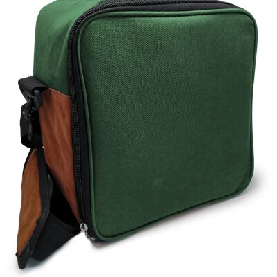 Green Lunch Bag + Hermetic, Resistant Fabric, 2 Glass Tuppers