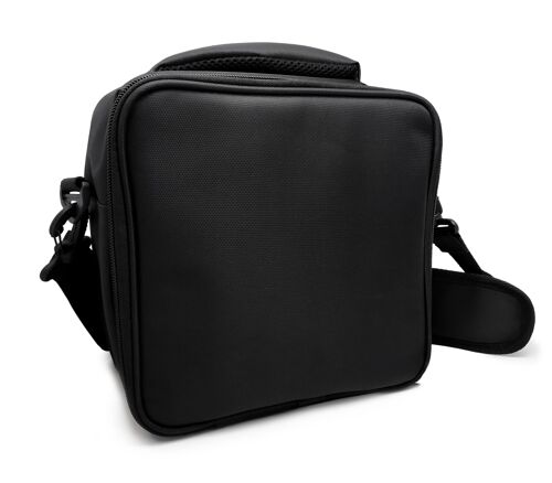 Lunch Bag Negra FIAmbrera bolsa termica porta alimentos, 2 recipiente Herméticos, Tela Resistente, 2 recipientes Cristal