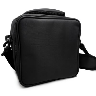 Lunch Bag Negra FIAmbrera bolsa termica porta alimentos, 2 recipiente Herméticos, Tela Resistente, 2 recipientes Cristal