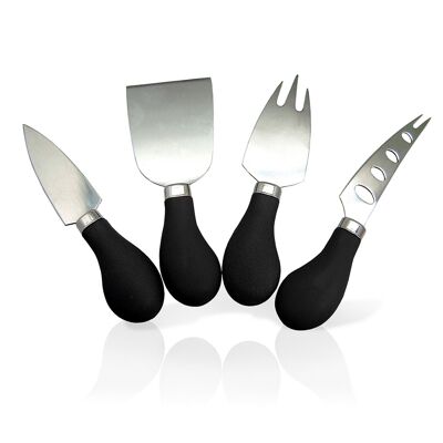 Käsemesser-Set, Edelstahl, schwarz