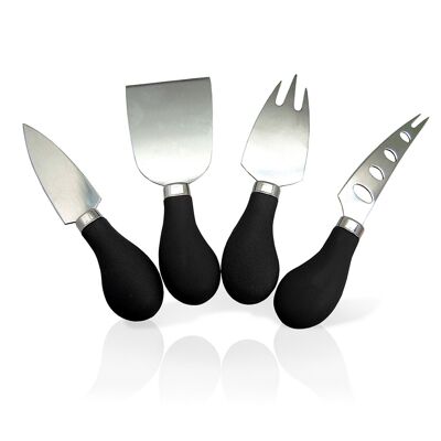 Cheese Knives Set, Stainless Steel, Black