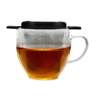 Filtro per tè, rete in acciaio inossidabile, infusore per tè, doppio manico, nero o grigio