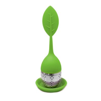 Filtro da tè a forma di foglia in silicone BPA-Free e acciaio inossidabile, infusi, colino da tè