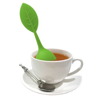 Filtre à thé en forme de feuille en silicone sans BPA et acier inoxydable, infusions, passoire à thé 2