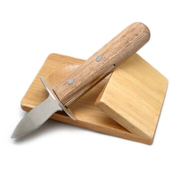 Couteau à huîtres en acier inoxydable avec socle en bois 6