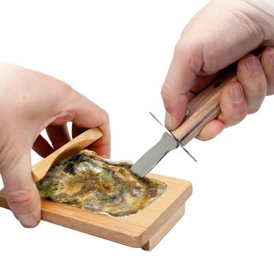 Stainless Steel Oyster Knife with wooden base