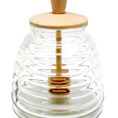 Pot à miel avec distributeur, transparent, verre