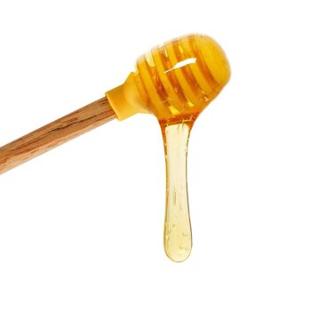 Cuillère à miel, marron/jaune, bois 4