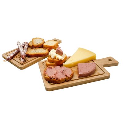 Holzbrett für braune Vorspeisen, Präsentation von Käse, Desserts, Pasteten