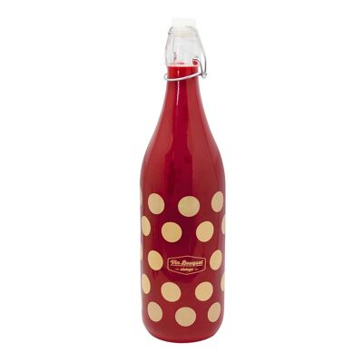 Botella de cristal roja