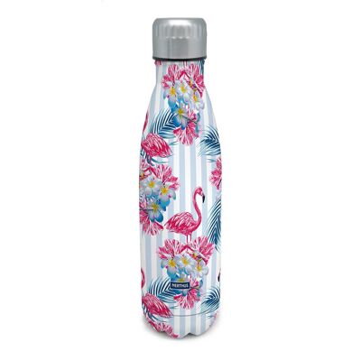 Double-walled stainless steel bottle: Flamingos